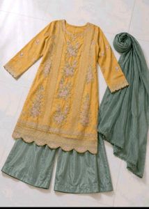 yellow Kurta Set with Palazzo
