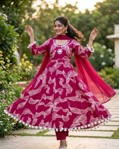 Magenta Pom-Pom Frock Suit