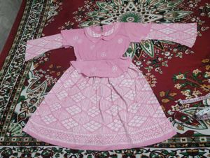 Stylish Pink Cotton Skirt Set