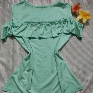 y2k summer mint green ruffled top.
