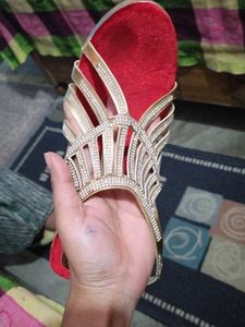 Golden Embellished Wedges