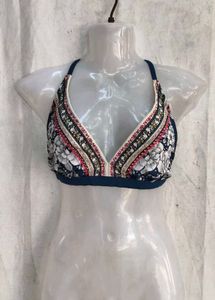Boho Floral Print Halter Bikini Top