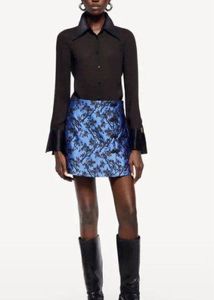 ZARA Blue Floral Mini Skirt FIXED