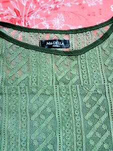 Free gift 🎁 &amp; Olive Green Lace Bell Sleeve Top