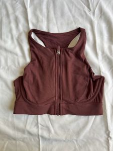 Stylish Zipper Front Sports Bra