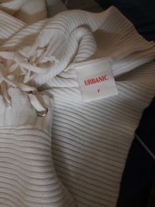 White Ribbed Lace-Up Knit Top