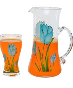 🆕 Floral Pitcher &amp; Glasses Set