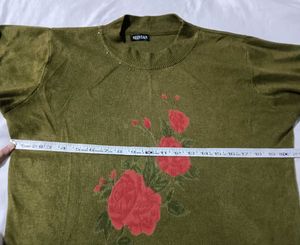 Mehandi Green Rose Print Sweater
