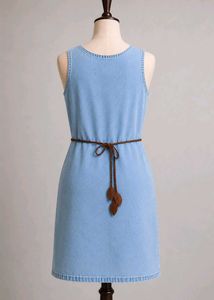 Light Wash Denim Knee length Midi Dress