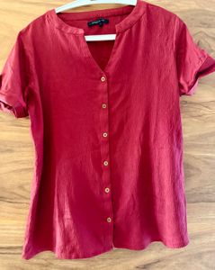 Maroon Collared Short Sleeve Top