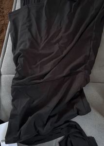 Elegant Black Strapless Gown with Cape, size- S