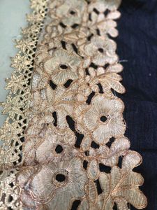 Black Ethnic Long Skirt with Golden Floral Lace Bo