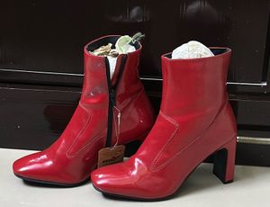 Red Patent Heeled Boots