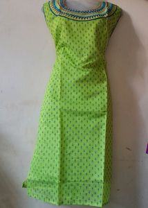 Lime Green Printed Kurti