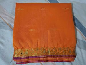 Orange Saree with Red Border