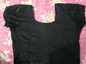 Black Lace Sleeve Blouse