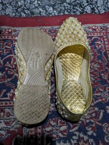 Golden Beaded Flats
