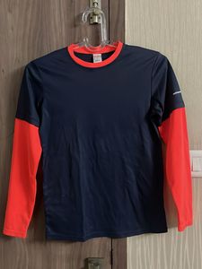 Unisex Navy & Orange Long Sleeve Sports T-Shirt