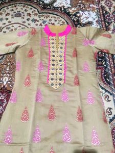 Elegant designer silk new suit set with Pink Embro