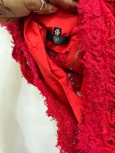 Red Lace Crop Top Blouse