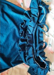 Teal Blue Ruffled Off Shoulder Top