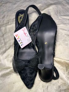 Elegant Black Lace Slingback Heels