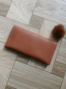 Cute Brown Wallet with Pom Po