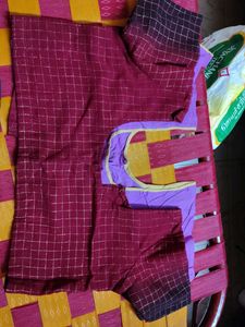 Maroon & Gold Checked Blouse