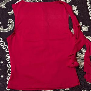 Stylish Red Ruffled Top