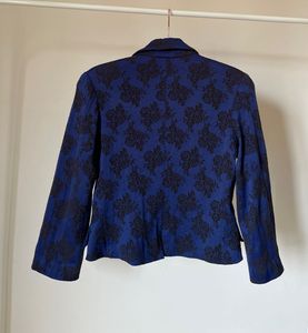 Royal Blue Paisley Print Fitted Blazer