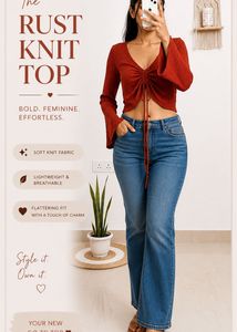 rust orange flared sleeve top