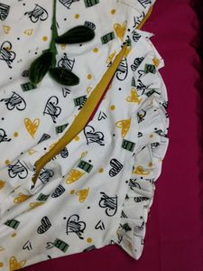 Cute Heart Print Kurta Set
