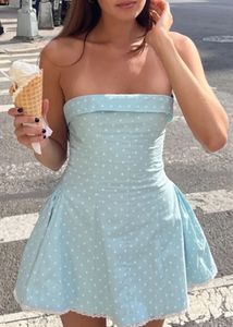 Cute Polka Dot Strapless Dress