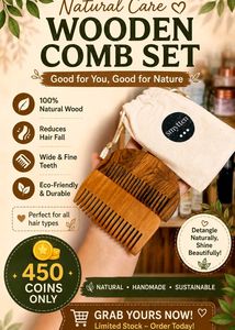 Wooden Neem Beard & Hair Comb Set❤