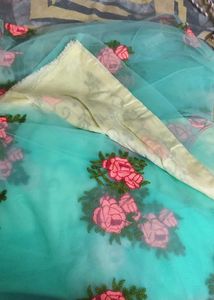 Beautiful Embroidered Teal Saree