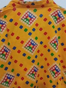 Vibrant Yellow Geometric Print Kurti