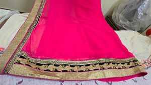 Vibrant Pink Embroidered Saree