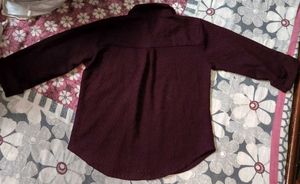 💟 Maroon Textured Button-Down Shirt  💟