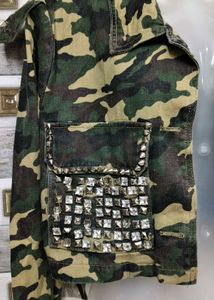 Camouflage Rhinestone Cropped Jacket