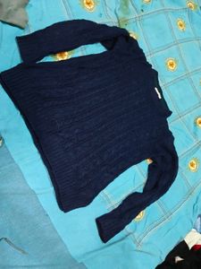 Navy Blue Cable Knit Sweater