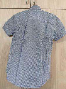 GIORDANO Men Blue Gingham Short Sleeve Shirt