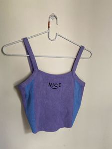 Cute Purple &amp; Blue "NICE" Crop Top