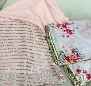 COMBO of Light Pink Palazzo & Floral Dupatta
