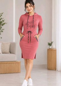 Casual Hooded Dress with "Just Jesus" Print