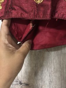 Maroon Embroidered Silk Blouse