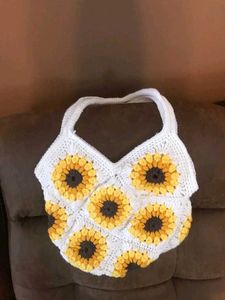 Crochet sunflower tote bag 🌻