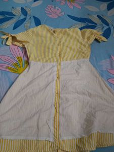 Yellow &amp; White Striped Button-Up Top