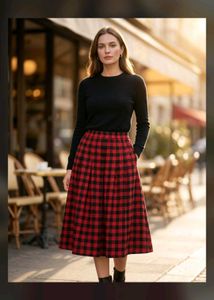 Chic Plaid Midi Skirt