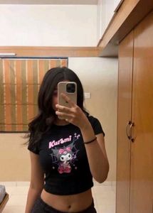 Cute Kuromi Graphic Crop Top