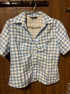 Blue Gingham Crop Top